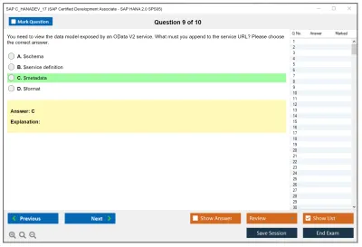SAP C_HANADEV_17 SAP Certified Associate - Developer - SAP HANA 2.0 SPS05 Practice test exam simulator test engine exam Prep practice test questions answers Image 9