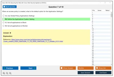 Cisco 300-725 Securing the Web with Cisco Web Security Appliance (300-725 SWSA) Practice test exam simulator test engine exam Prep practice test questions answers Image 7