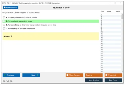 SAP C_TS411_2021 SAP Certified Application Associate - SAP S/4HANA R&D Engineering Practice test exam simulator test engine exam Prep practice test questions answers Image 7