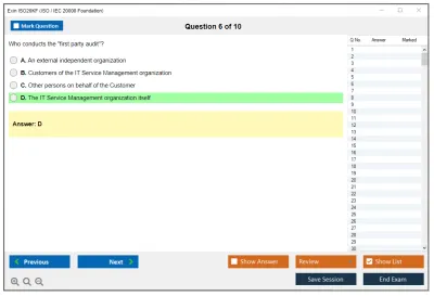 Exin ISO20KF ISO / IEC 20000 Foundation Practice test exam simulator test engine exam Prep practice test questions answers Image 6