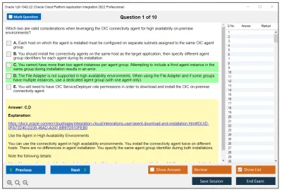 Oracle 1z0-1042-22 Oracle Cloud Platform Application Integration 2022 Professional Practice test exam simulator test engine exam Prep practice test questions answers Image 1