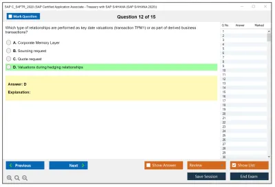 SAP C_S4FTR_2020 SAP Certified Application Associate - Treasury with SAP S/4HANA (SAP S/4HANA 2020) Practice test exam simulator test engine exam Prep practice test questions answers Image 12