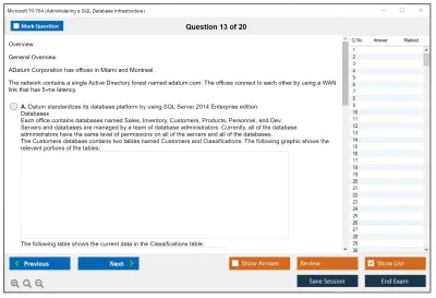 Microsoft 70-764 Administering a SQL Database Infrastructure Practice test exam simulator test engine exam Prep practice test questions answers Image 13