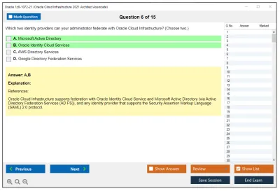 Oracle 1z0-1072-21 Oracle Cloud Infrastructure 2021 Architect Associate Practice test exam simulator test engine exam Prep practice test questions answers Image 6