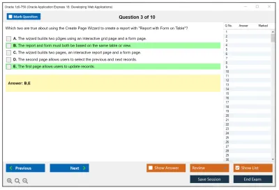 Oracle 1z0-750 Oracle Application Express 18: Developing Web Applications Practice test exam simulator test engine exam Prep practice test questions answers Image 3