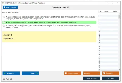 ISC2 HCISPP HealthCare Information Security and Privacy Practitioner Practice test exam simulator test engine exam Prep practice test questions answers Image 10