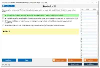 EMC DES-1B21 Specialist – Implementation Engineer, Elastic Cloud Storage (ECS) Exam Practice test exam simulator test engine exam Prep practice test questions answers Image 8