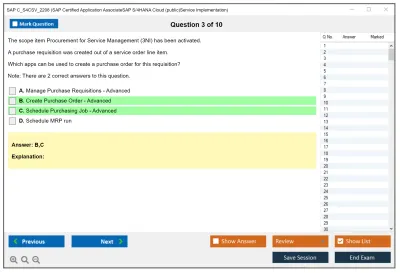SAP C_S4CSV_2208 SAP Certified Application AssociateSAP S/4HANA Cloud (public)Service Implementation Practice test exam simulator test engine exam Prep practice test questions answers Image 3