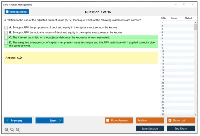 Cima P3 Risk Management Practice test exam simulator test engine exam Prep practice test questions answers Image 7