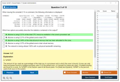 Oracle 1z0-821 Oracle Solaris 11 System Administration Practice test exam simulator test engine exam Prep practice test questions answers Image 5