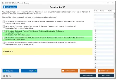 Exin SCNS SCNS Tactical Perimeter Defense Practice test exam simulator test engine exam Prep practice test questions answers Image 4