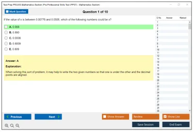Test Prep PRAXIS-Mathematics-Section Pre-Professional Skills Test (PPST) - Mathematics Section Practice test exam simulator test engine exam Prep practice test questions answers Image 1