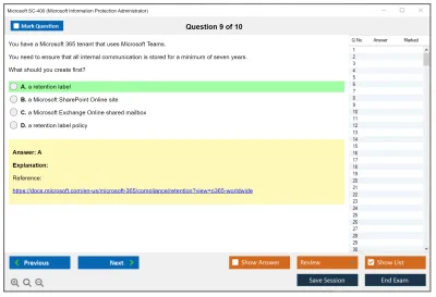 Microsoft SC-400 Microsoft Information Protection Administrator Practice test exam simulator test engine exam Prep practice test questions answers Image 9