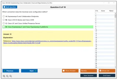 Cisco 300-820 Implementing Cisco Collaboration Cloud and Edge Solutions (300-820 CLCEI) Practice test exam simulator test engine exam Prep practice test questions answers Image 8