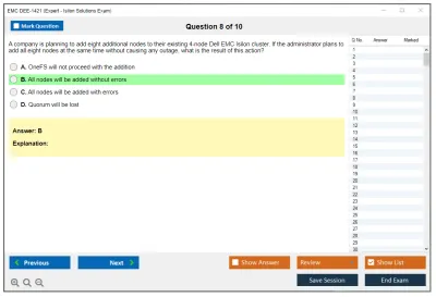 EMC DEE-1421 Expert - Isilon Solutions Exam Practice test exam simulator test engine exam Prep practice test questions answers Image 8