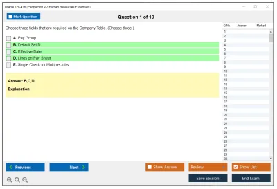 Oracle 1z0-416 PeopleSoft 9.2 Human Resources Essentials Practice test exam simulator test engine exam Prep practice test questions answers Image 1