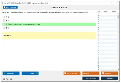 Oracle 1z0-1053-20 Oracle Benefits Cloud 2020 Implementation Essentials Practice test exam simulator test engine exam Prep practice test questions answers Image 8