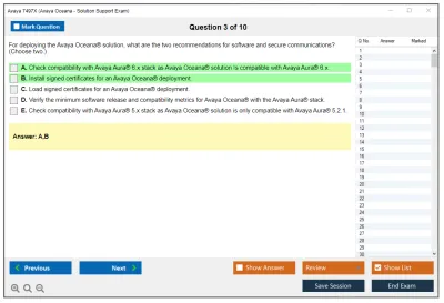 Avaya 7497X Avaya Oceana - Solution Support Exam Practice test exam simulator test engine exam Prep practice test questions answers Image 3