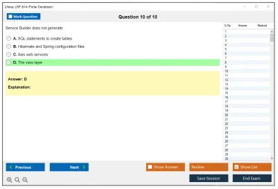 Liferay LRP-614 Portal Developer Practice test exam simulator test engine exam Prep practice test questions answers Image 10