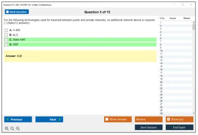 Huawei H11-861 HCNP-VC (Video Conference) Practice test exam simulator test engine exam Prep practice test questions answers Image 5