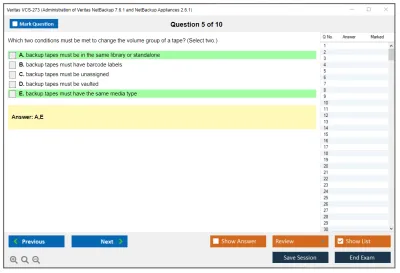 Veritas VCS-273 Administration of Veritas NetBackup 7.6.1 and NetBackup Appliances 2.6.1 Practice test exam simulator test engine exam Prep practice test questions answers Image 5