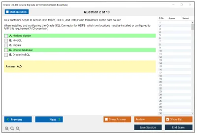 Oracle 1z0-449 Oracle Big Data 2016 Implementation Essentials Practice test exam simulator test engine exam Prep practice test questions answers Image 2