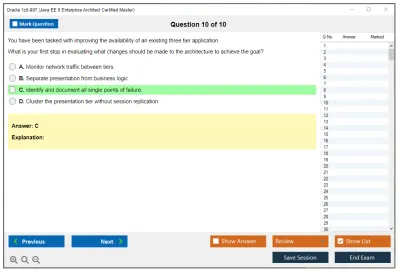 Oracle 1z0-807 Java EE 6 Enterprise Architect Certified Master Practice test exam simulator test engine exam Prep practice test questions answers Image 10