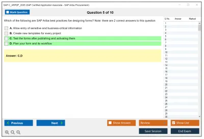 SAP C_ARP2P_2005 SAP Certified Application Associate - SAP Ariba Procurement Practice test exam simulator test engine exam Prep practice test questions answers Image 5