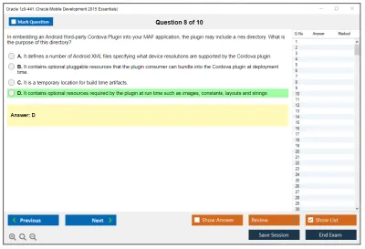 Oracle 1z0-441 Oracle Mobile Development 2015 Essentials Practice test exam simulator test engine exam Prep practice test questions answers Image 8