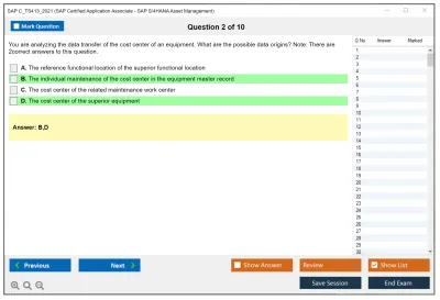 SAP C_TS413_2021 SAP Certified Associate - SAP S/4HANA Asset Management Practice test exam simulator test engine exam Prep practice test questions answers Image 2