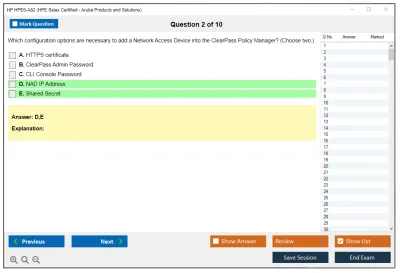 HP HPE6-A82 Aruba Certified ClearPass Associate Exam Practice test exam simulator test engine exam Prep practice test questions answers Image 2