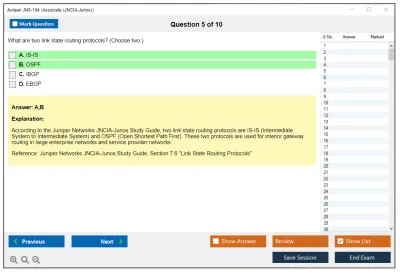 Juniper JN0-104 Junos - Associate (JNCIA-Junos) Practice test exam simulator test engine exam Prep practice test questions answers Image 5