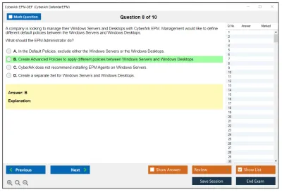 CyberArk EPM-DEF CyberArk Defender - EPM Practice test exam simulator test engine exam Prep practice test questions answers Image 8