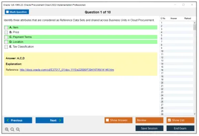 Oracle 1z0-1065-22 Oracle Procurement Cloud 2022 Implementation Professional Practice test exam simulator test engine exam Prep practice test questions answers Image 1