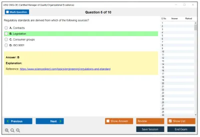 ASQ CMQ-OE Certified Manager of Quality/Organizational Excellence Exam Practice test exam simulator test engine exam Prep practice test questions answers Image 6