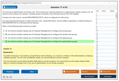 Microsoft 70-410 Installing and Configuring Windows Server 2012 Practice test exam simulator test engine exam Prep practice test questions answers Image 17