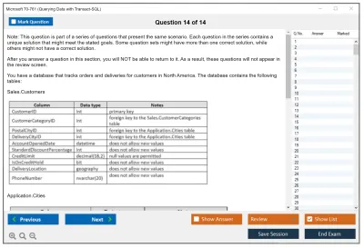 Microsoft 70-761 Querying Data with Transact-SQL Practice test exam simulator test engine exam Prep practice test questions answers Image 14