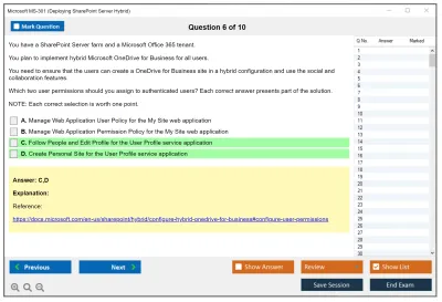 Microsoft MS-301 Deploying SharePoint Server Hybrid Practice test exam simulator test engine exam Prep practice test questions answers Image 6