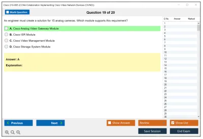 Cisco 210-065 CCNA Collaboration Implementing Cisco Video Network Devices (CIVND) Practice test exam simulator test engine exam Prep practice test questions answers Image 19