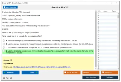 Oracle 1z0-071 Oracle Database 12c SQL Practice test exam simulator test engine exam Prep practice test questions answers Image 11