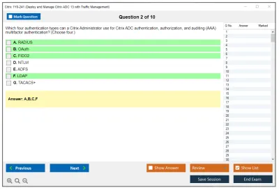 Citrix 1Y0-241 Deploy and Manage Citrix ADC with Traffic Management Practice test exam simulator test engine exam Prep practice test questions answers Image 2