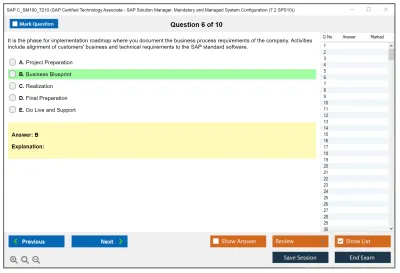 SAP C_SM100_7210 SAP Certified Technology Associate - SAP Solution Manager. Mandatory and Managed System Configuration (7.2 SPS10) Practice test exam simulator test engine exam Prep practice test questions answers Image 6