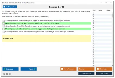 SolarWinds SCP-500 SolarWinds Certified Professional Practice test exam simulator test engine exam Prep practice test questions answers Image 2