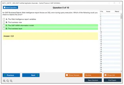 SAP C_S4FCF_1809 SAP Certified Application Associate - Central Finance in SAP S/4HANA Practice test exam simulator test engine exam Prep practice test questions answers Image 5