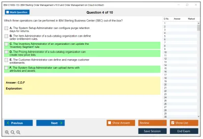 IBM C1000-133 IBM Sterling Order Management v10.0 and Order Management on Cloud Architect Practice test exam simulator test engine exam Prep practice test questions answers Image 4