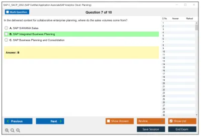 SAP C_SACP_2302 SAP Certified Associate - SAP Analytics Cloud: Planning Practice test exam simulator test engine exam Prep practice test questions answers Image 7