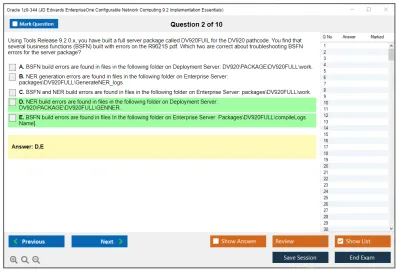 Oracle 1z0-344 JD Edwards EnterpriseOne Configurable Network Computing 9.2 Implementation Essentials Practice test exam simulator test engine exam Prep practice test questions answers Image 2