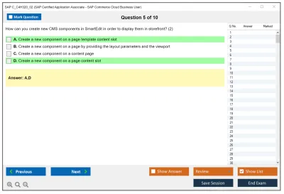 SAP C_C4H320_02 SAP Certified Application Associate - SAP Commerce Cloud Business User Practice test exam simulator test engine exam Prep practice test questions answers Image 5