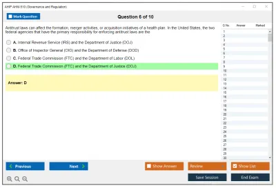 AHIP AHM-510 Governance and Regulation Practice test exam simulator test engine exam Prep practice test questions answers Image 6