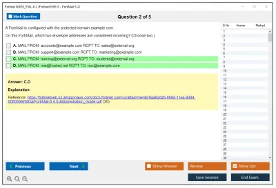 Fortinet NSE6_FML-6.2 Fortinet NSE 6 - FortiMail 6.2 Practice test exam simulator test engine exam Prep practice test questions answers Image 2